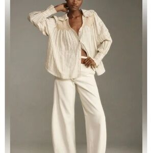 Pilcro Long-Sleeve Victorian Buttondown Blouse